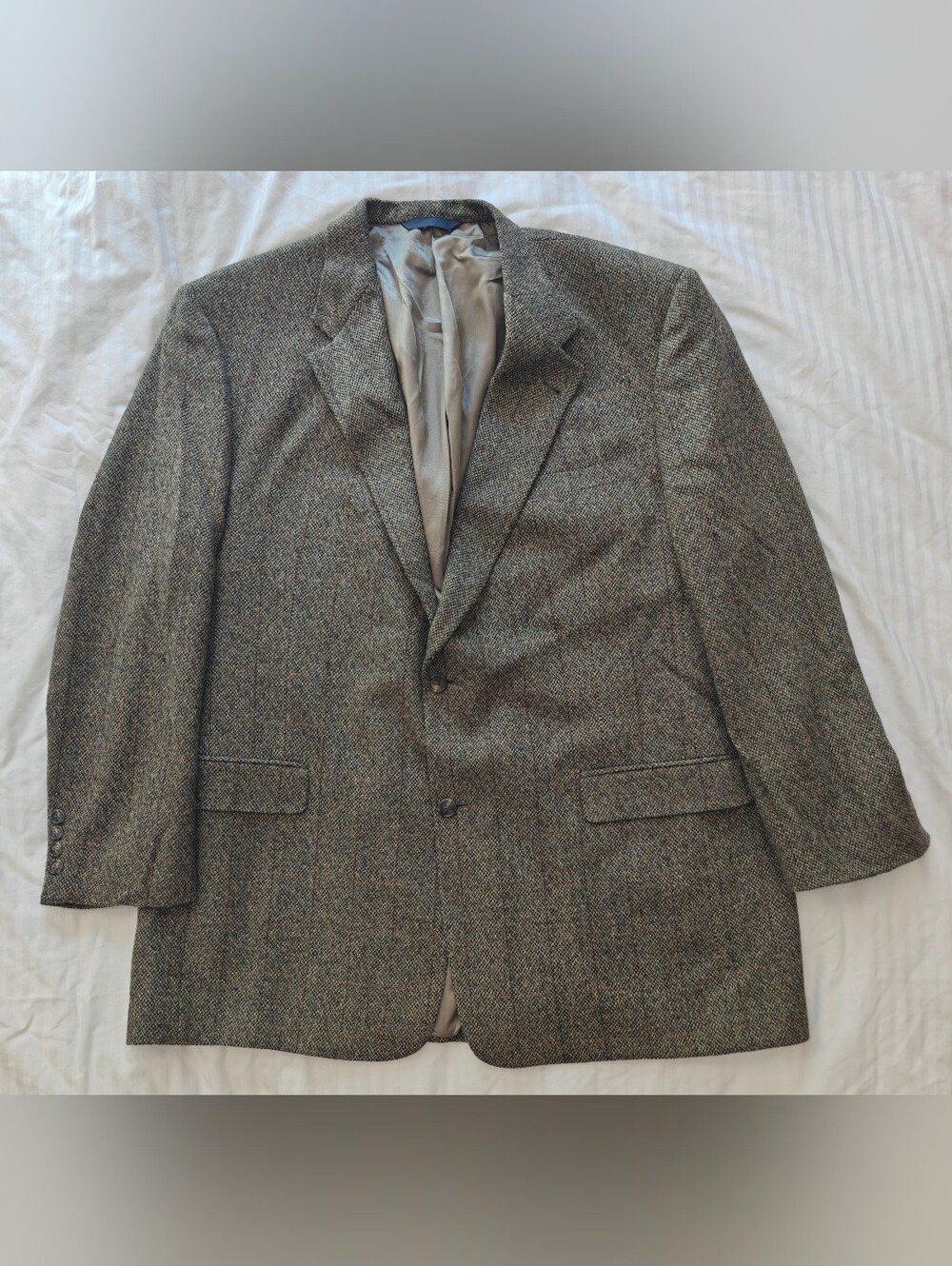 Burberry London Men's Gray/Brown Wool Windowpane Tweed Sport Coat - Sz 48L